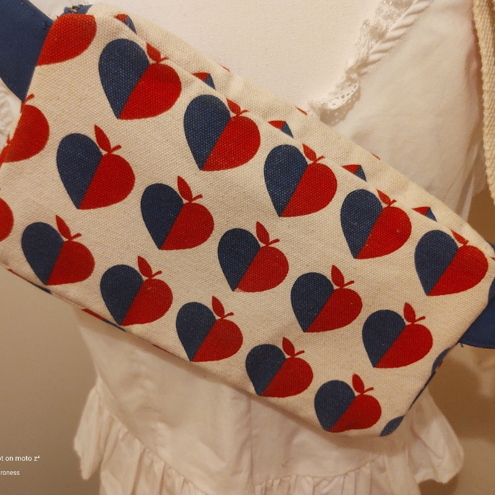 Hotel MAGIQUE + Anthropologie Red and Blue Heart Print Canvas Waist Bag - Picture 4 of 11